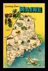 GREETINGS FROM MAINE STATE MAP