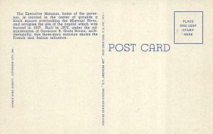 JEFFERSON CITY, Missouri MO   GOVERNOR'S EXECUTIVE MANSION   ca1940's Postcard