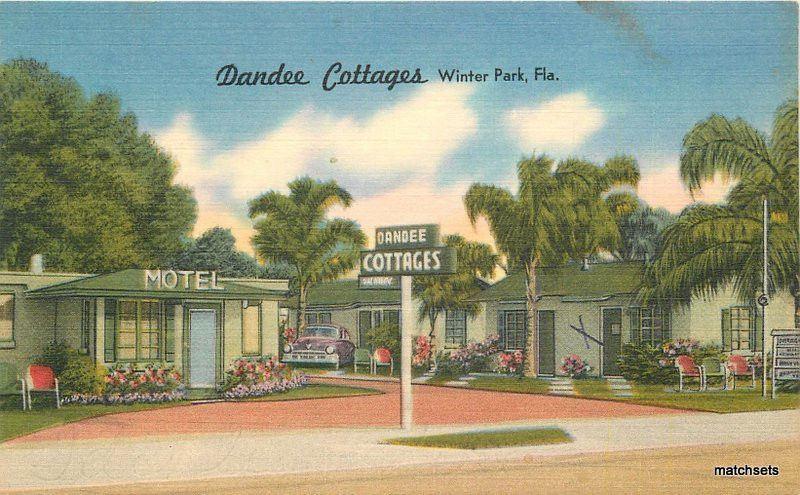 1940s WINTER PARK FLORIDA Dandee Cottages TICHNOR linen postcard 3569