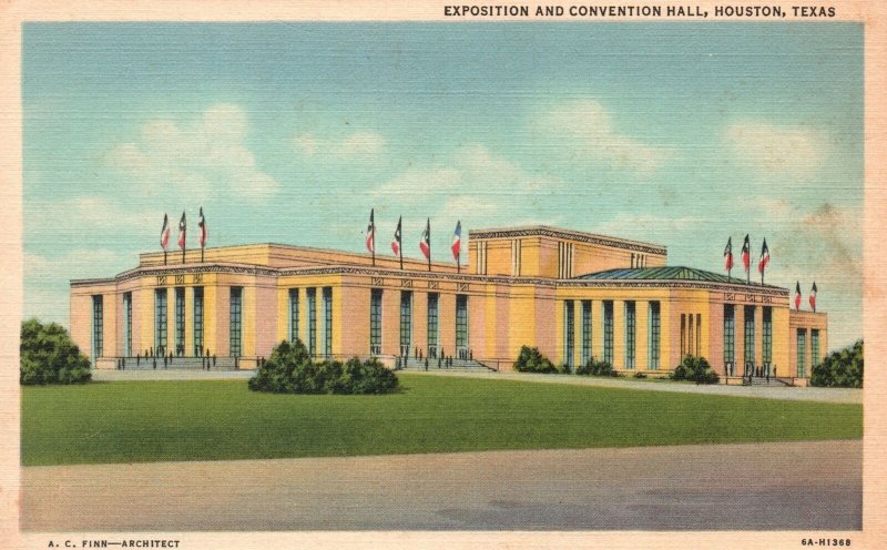 Vintage Postcard Exposition and Convention Hall Houston Texas Seawall Specialty