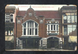 Mmilwaukee wisconsin the gargoyle restaurant vintage advertising postcard 1908