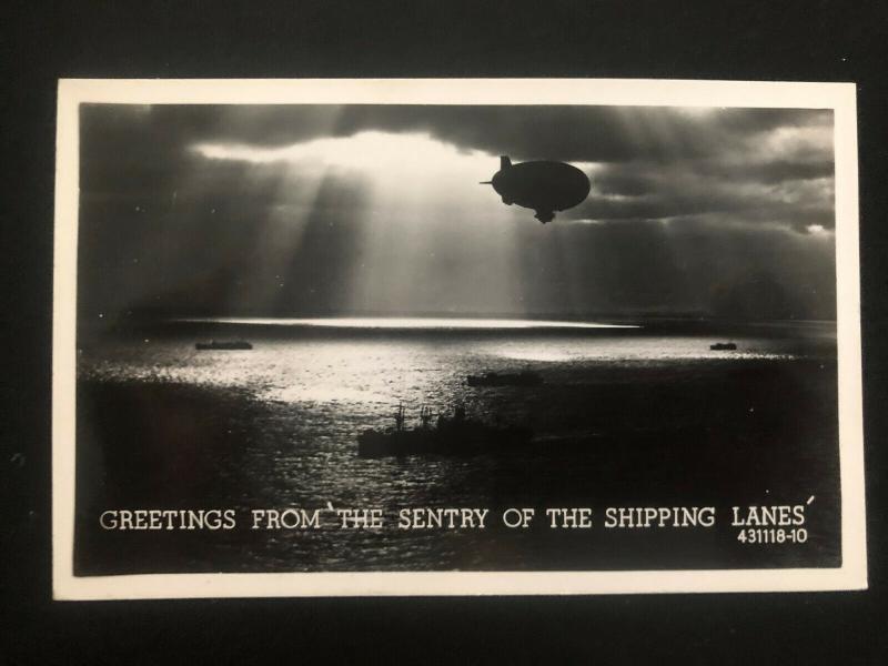 Mint USA Real Picture Postcard RPPC Zeppelin The Sentry Of the Shipping Lanes