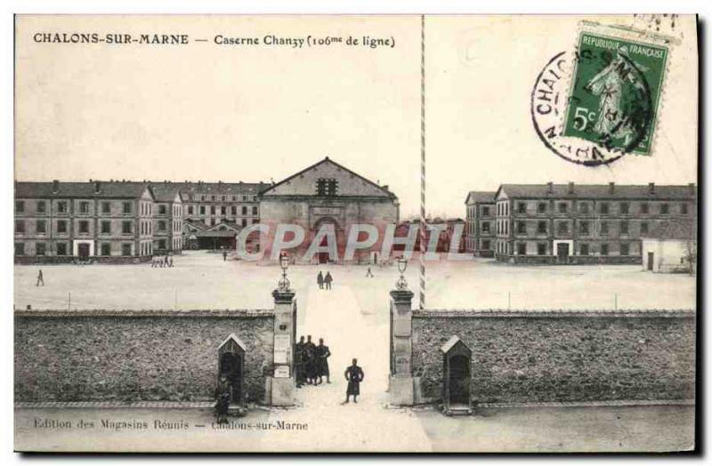 Old Postcard Chalons sur Marne Barracks Army 106th Chanzy line