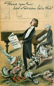 Artist Impression Comic Humor Dream Again Singer 1908 Postcard 2396