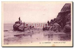 Old Postcard La Bernerie Rocks Beach