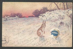 Ca 1907 PPC* SNOWDRIFT BY THE SOUTHERN COTTON OIL CO NOTE WRITING IN SNOW POSTED