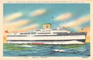 Norfolk Virginia SS Pocahontas Passenger Ship Antique Postcard K72597