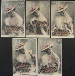 French Fantasy Set of 5 VOULEZ-VOUS UN FRUIT ? c1907 Pub by A.S.  110515
