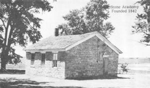 SOLON, IA Iowa  STONE ACADEMY  Highway 1~Founded 1842  JOHNSON CO  B&W Postcard