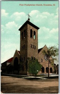 First Presbyterian Church, Evanston IL Vintage Postcard A65