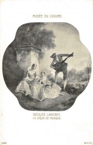 Musée Du Louvre Nicolas Lancret La Leçon De Musique Art c1910s Vintage Postcard