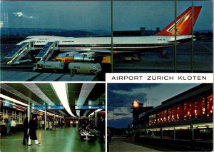 Zurich, Switzerland  AIRPORT Terminal~Night~South Airways  4X6 Aviation Postcard