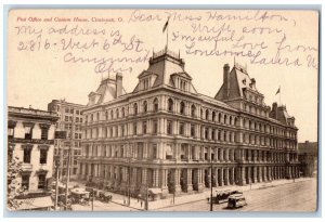 Cincinnati Ohio Postcard Post Office Custom House Exterior 1907 Vintage Antique