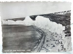 Birling Gap Eastbourne Sussex Vintage Norman RP Postcard 1950s Tents Camping