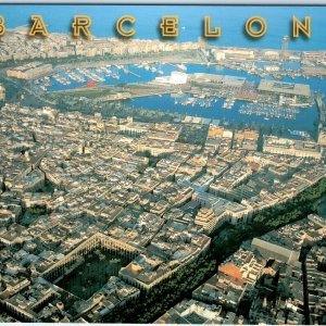 c1990s Barcelona, Spain Port Vell La Rambla Merce Aerial Harbor Chrome Lg PC M28