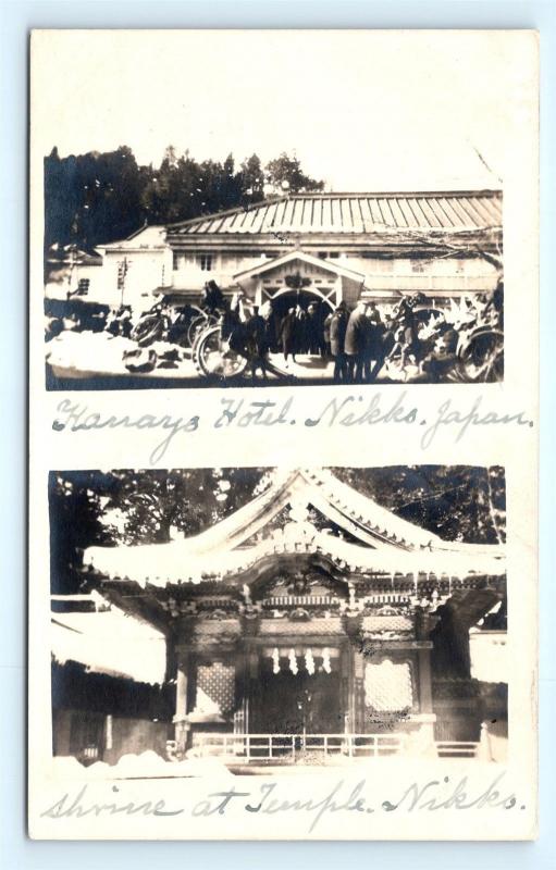 Postcard Japan Nikko Hotel and Shrine at Temple RPPC Real Photo K11