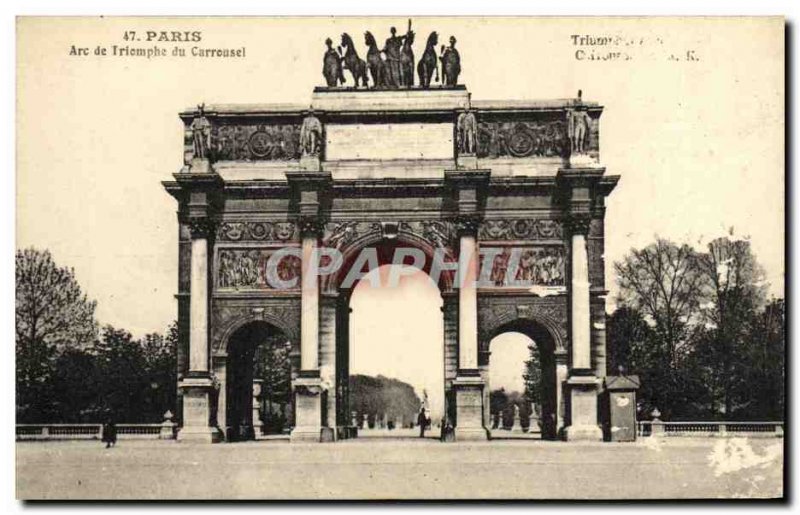 Old Postcard Paris Arc de Triomphe du Carrousel