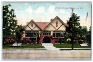 c1910 Public Library Exterior Building Bicycle Hollywood California CA Postcard