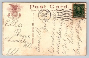 1908  Hauling Boat Ashore  Sailboat  Row Boat    Postcard