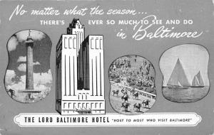 Baltimore Maryland~The Lord Baltimore Hotel~Monument-Horse Race-Sailboats~1955