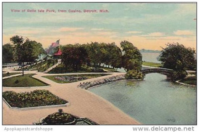 Michigan Detroit View Of Belle Isle Park From Casino