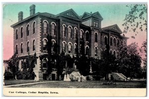 1913 Coe College Exterior Building Cedar Rapids Iowa IA Vintage Antique Postcard
