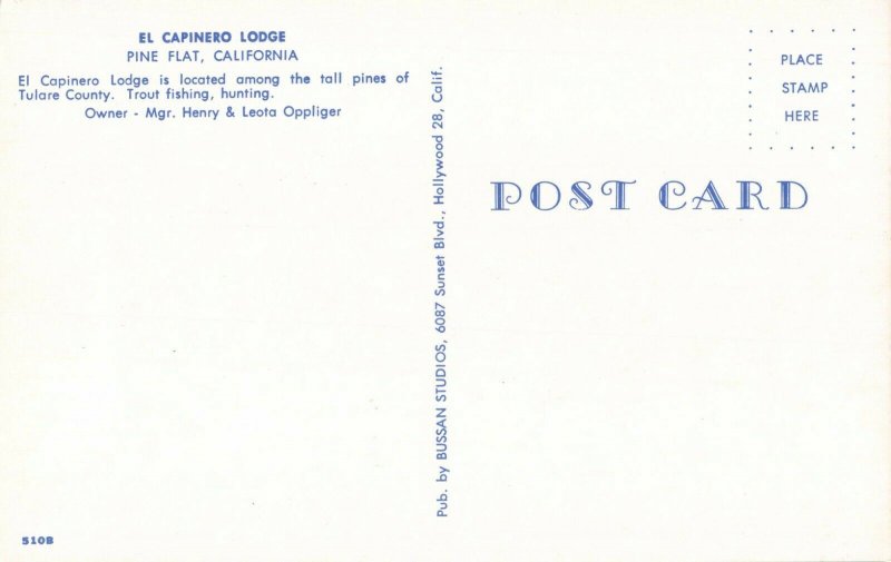 Postcard El Capinero Lodge Pine Flat California