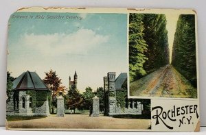 Rochester NY Entrance Holy Sepulchre Cemetery Postcard A14