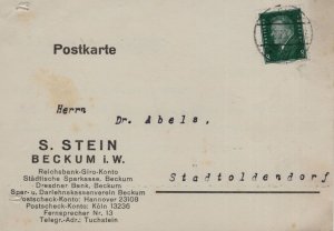 Dresdner Bank Beckum Rhine Postal Order Receipt Old German Postcard