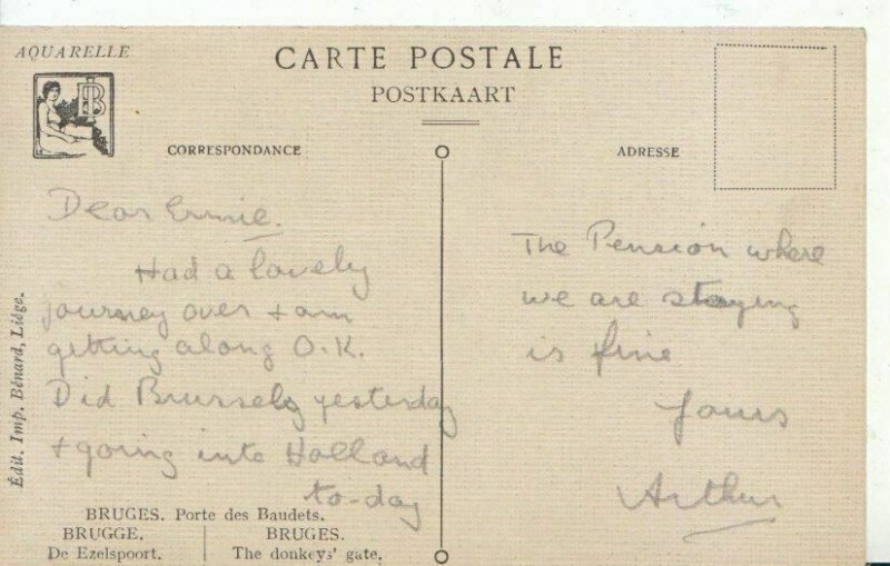 Belgium Postcard - Brugge - Porte Des Baudets - Ref  2343A