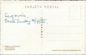postcard rppc Spain - Segovia - The Cathedral