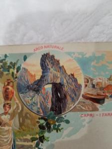 Antique Postcard from Italy, Capri - I Faraglioni.  Arco Naturale. Costume