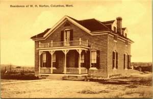 Residence of W H Norton Columbus Montana Postcard