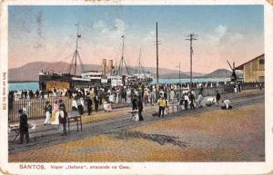 Santos Brazil Steamer Italiano at Dock Antique Postcard J67646