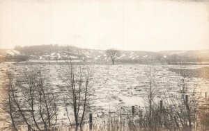 Vintage Postcard RPPC View of Ice Build up Along the Banks of The Buffalo NY