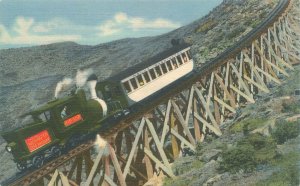 White Mountains New Hampshire Cog Railway Jacobs Ladder Linen Postcard Unused