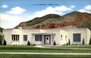 Ogden Utah LDS Seminary Mt Ben Lomand 148318c1930-50sVintage Postcard