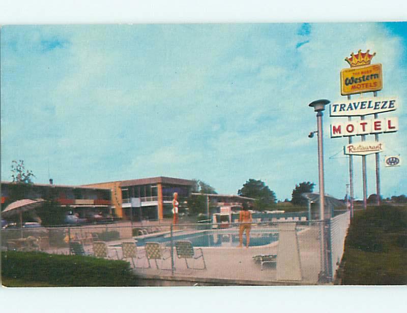 Unused Pre-1980 BATHING BEAUTY AT TRAVELEZE MOTEL Greenville SC u6301