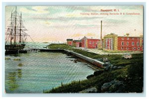 1910 Barracks B and Constellation View, Newport Rhode Island RI Postcard 