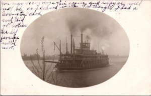 Real Photo Postcard Sternwheel Paddlewheel Boat