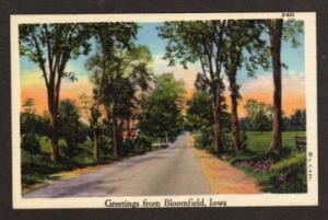 IA Greetings from BLOOMFIELD IOWA Postcard Linen PC