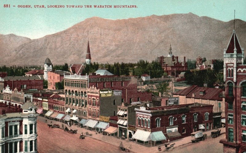 Vintage Postcard 1910's Looking Toward The Scenic Wasatch Mountain Ogden Utah UT