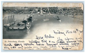 1905 Scene of Pier, Steamship, St. Petersburg FL Jack & St Peters RPO Postcard