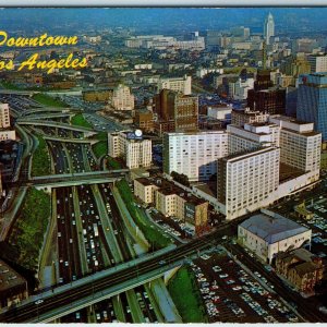 c1960s Los Angeles, CA Aerial Downtown Harbor Freeway Traffic Birds Eye PC A241