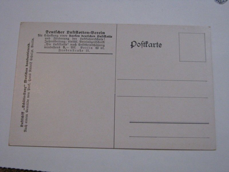 Postcard Germany Unused Zeppelin by Hans Rudolf Schulze City Bombing