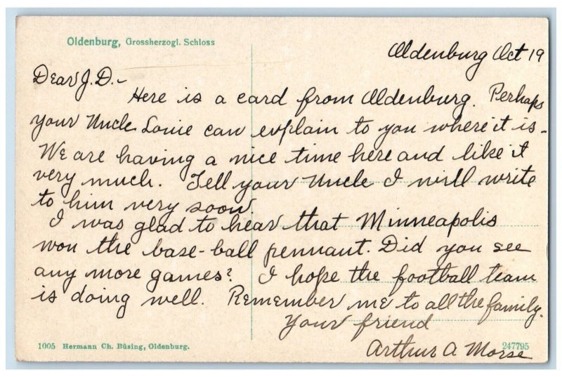 Oldenburg Lower Saxony Germany Postcard Grand Duke's Castle c1910 Posted