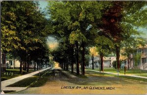 View Looking Up Lincoln Avenue, Mt. Clemens MI c1911 Vintage Postcard M48