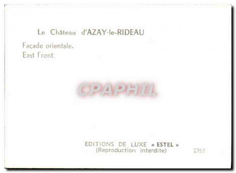 Modern Postcard Chateau Azay le Rideau Eastern Facade