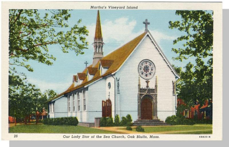 Marthas Vineyard,Mass/Ma Postcard,Oak Bluffs Church/Cape Cod