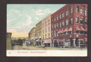 EAST LIVERPOOL OHIO DOWNTOWN STREET SCENE STORES VINTAGE POSTCARD 1908